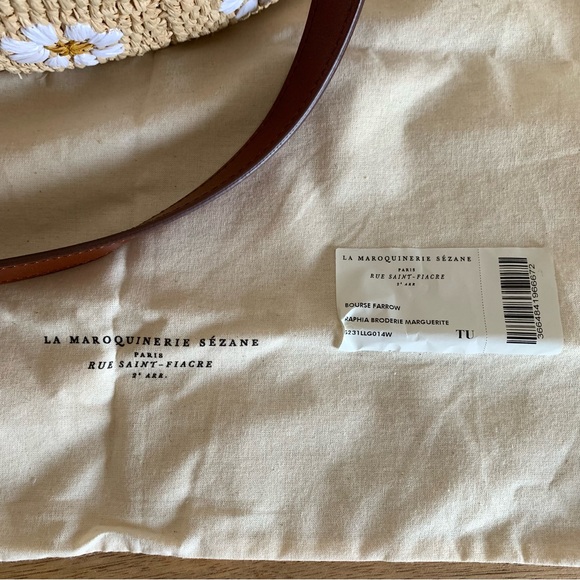 Sezane Daisy Floral Embroidered Raffia Farrow Bag - Picture 8 of 9
